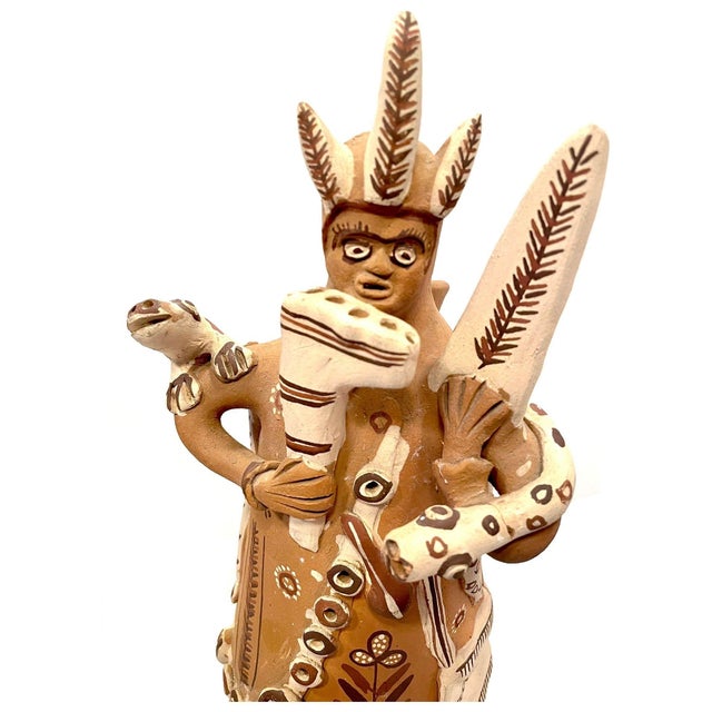 Large pottery Peruvian folk-art figurine of a musician. This piece is unique, much larger than other traditional folk-art...