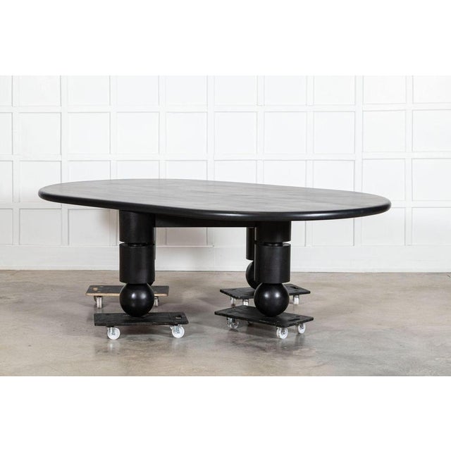 English Brutalist Ebonised Elm Dining Table, 1960s For Sale - Image 11 of 14
