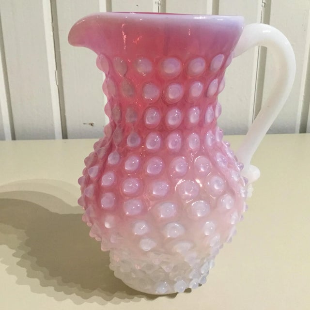 Farmhouse ** 19th Century Cranberry Opalescent Glass Pitcher For Sale - Image 3 of 8