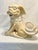 Chinoiserie Monumental Circa 1980s Cream & White Ceramic Foo Dog Statue (18" Wide) - Mottahedeh Style For Sale - Image 3 of 11