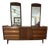 Lane Mid-Century Modern Walnut Triple Dresser With Dual Mirrors For Sale