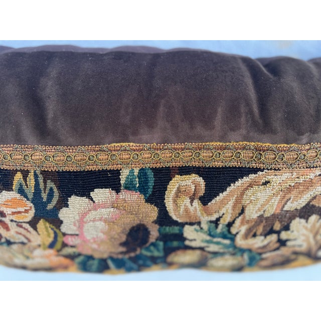 Large Pillow Upholstered With Authentic 18th-Century Tapestry For Sale In Los Angeles - Image 6 of 7