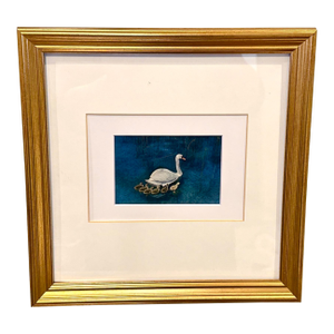 Framed Vintage Swan Postcard, 1960s Bavarian Südbild Print