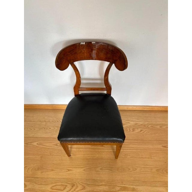 Black Biedermeier Shovel Chair in Walnut Veneer & Black Leather, Austria, 1820s For Sale - Image 8 of 18