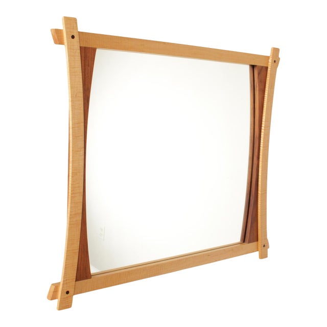 Studio Crafted Maple and Walnut Wall Mirror For Sale