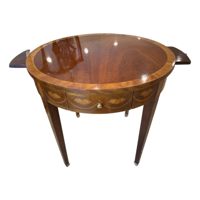 Baker Furniture Neo Classic Mahogany and Satinwood Inlaid Side Table For Sale