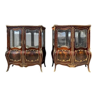 Early 20th Century Louis XV Vernis Martin Grand Vitrines, A Pair, Attributed For Sale