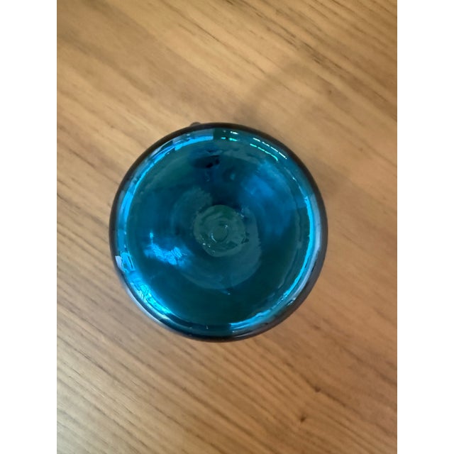 Rainbow Art Glass Hand-Blown Cerulean Blue Mini Pitcher / Creamer — Huntington, Wv, C. 1954–1973 For Sale In Columbus - Image 6 of 6