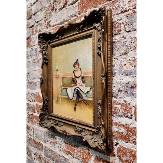 White Edward Reed -Female Entertainer With White Parrot -C.1895 Oil Painting For Sale - Image 8 of 10