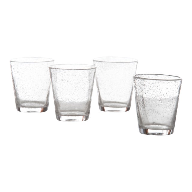 Bubble Glass Water, Clear, Set of 4 For Sale