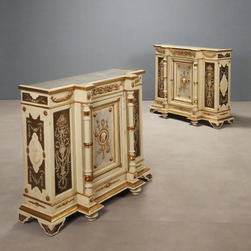 Antique Cupboards in Lacquered Carved Fir, Italy, 19th Century, Set of 2 For Sale - Image 15 of 15