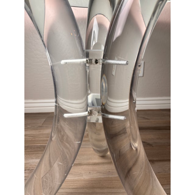 Plastic 1970s Charles Hollis Jones-Inspired 3-Prong Lucite Vintage Dining Table For Sale - Image 7 of 11