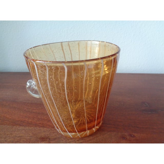 Small Vintage Hand Blown Glass Ice Bucket For Sale - Image 4 of 4