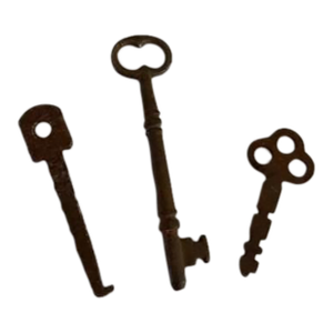 Antique Keys, Lot of Three Rustic Victorian Decor