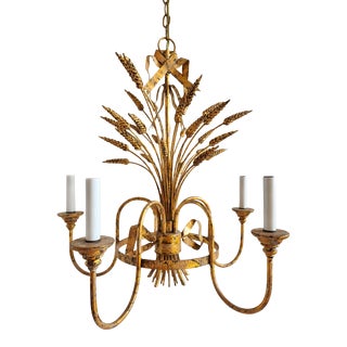 Currey & Company Wheat Sheaf Gold Chandelier For Sale