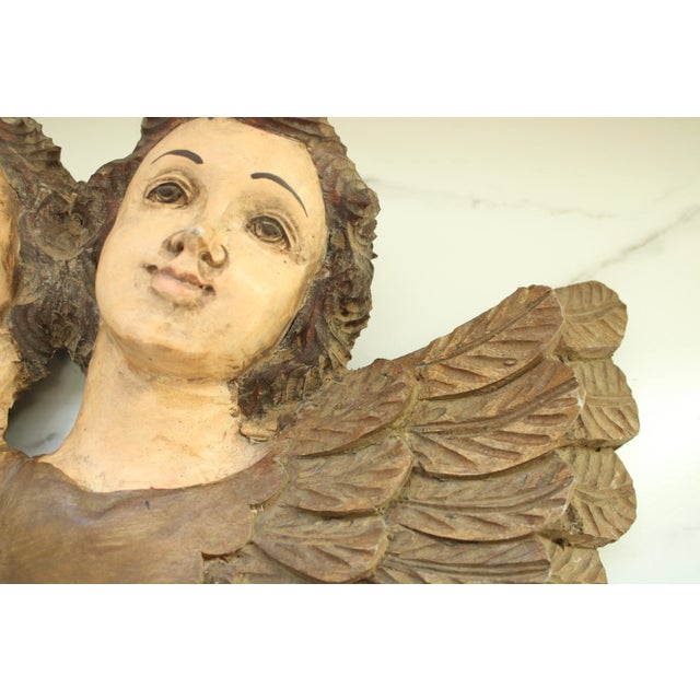 Late 18th Century 18th C. Italian Renaissance Carved Giltwood and Polychrome Winged Putti's For Sale - Image 5 of 9