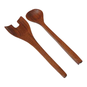 Mid-Century Modern Sculptural Teakwood Salad Tongs