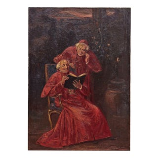 European School Artist, Cardinals Reading, Oil on Canvas For Sale