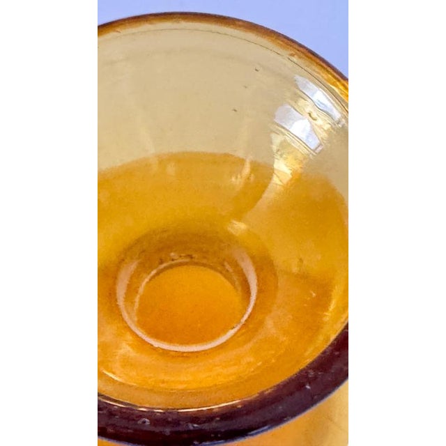 Glass Vintage Italian Art Glass Bottle with Large Blown Glass Stopper, 1960s For Sale - Image 7 of 13