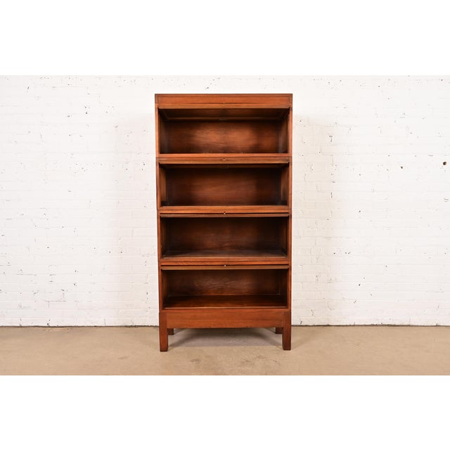 1920s Stow Davis Antique Arts & Crafts Mahogany Four-Stack Barrister Bookcase, Circa 1920s For Sale - Image 5 of 13