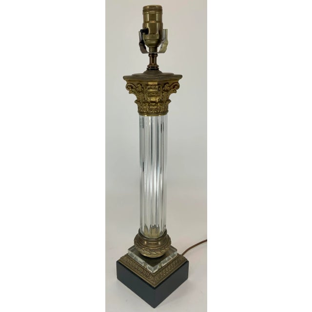 Vintage Crystal Empire Style Column Lamp For Sale - Image 4 of 13