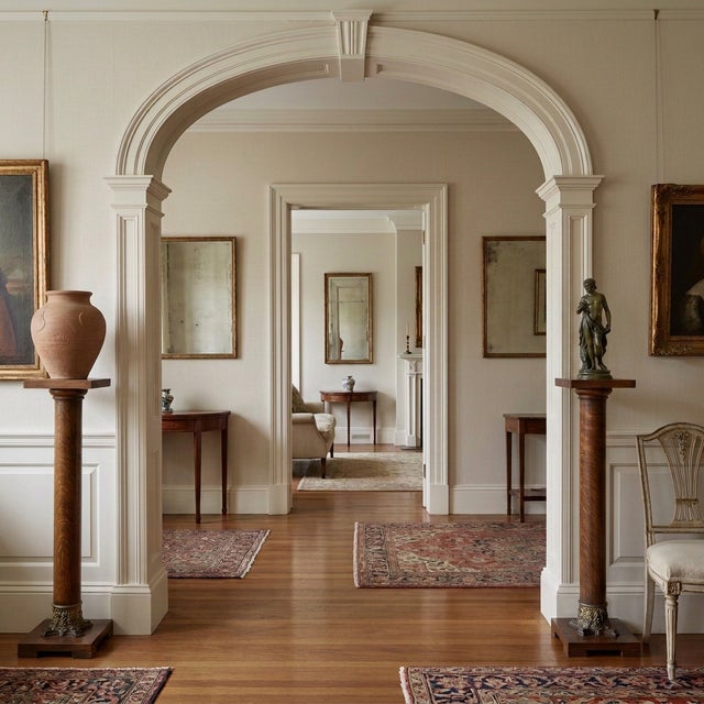 Antique pair of column pedestals dating to the late Victorian–Edwardian period, likely produced in the United States or...