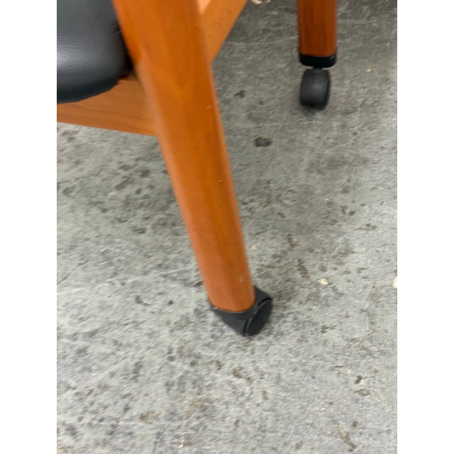 Wood Benny Linden Mid Century Style Office Chair on Casters For Sale - Image 7 of 12