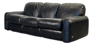 Piumotto Sofa in Black Leather by Arrigo Arrigoni for Busnelli, 1970s