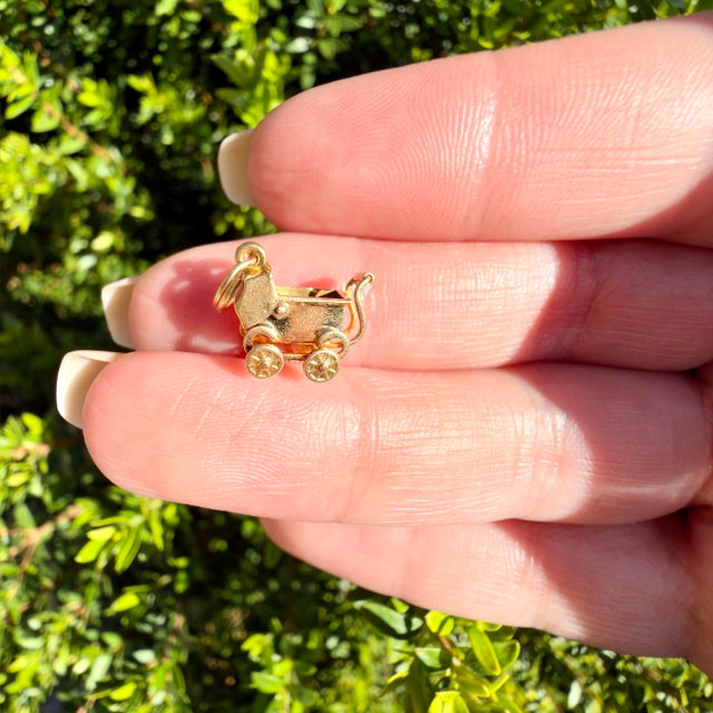 Vintage 14k Articulating Baby Stroller Charm For Sale - Image 10 of 10