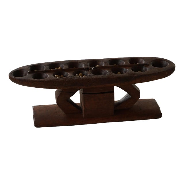 Mid-Century African Hand-Carved Wooden Mancala Game Board, 1950s For Sale