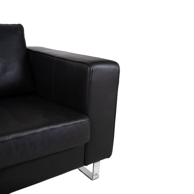 Animal Skin Indivi Set Leather Two-Seater Sofa and Stool in Black by BoConcept, Set of 2 For Sale - Image 7 of 18