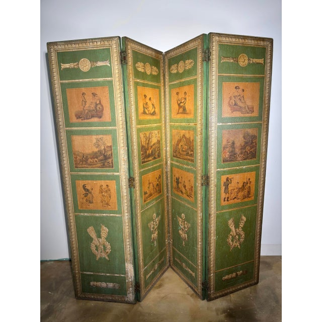 Gold Directoire Arte Povera Style Screen in the style of Carle Vernet For Sale - Image 8 of 11