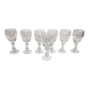 1970s Cordial Sherry Crystal Stemware Glasses- Set of 7