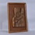Brown Hand-Carved Wood Relief Portrait With Leather Backdrop and Oak Frame For Sale - Image 8 of 13
