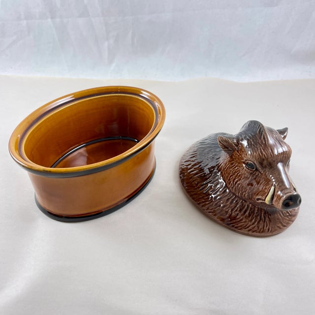1960s Mid-Century Portuguese Boar Terrine, Faiencerie Subtil For Sale - Image 5 of 9
