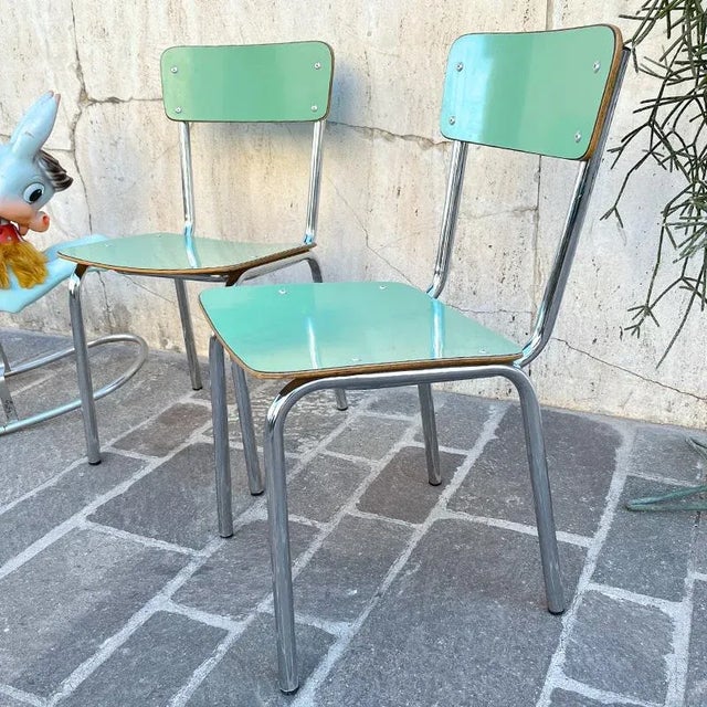 Industrial Children's Chair in Green Formica, 1960s For Sale - Image 3 of 12