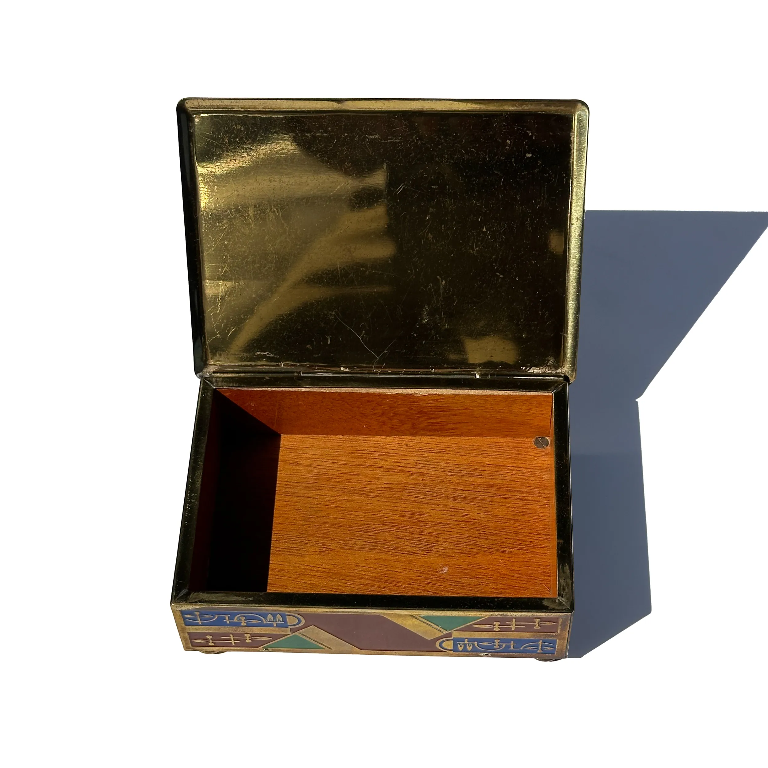 Art Deco Brass and Enamel Cigarette Box Austrian, Circa 1920