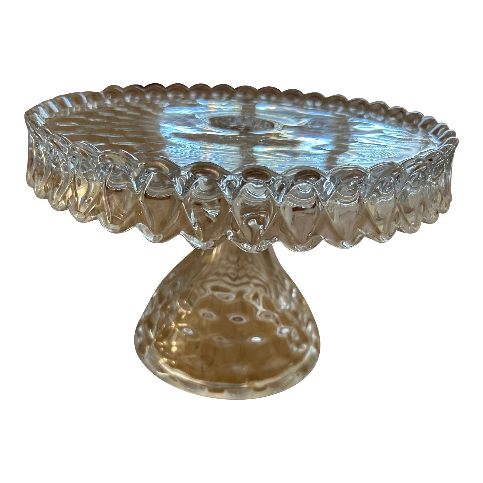 Vintage Fostoria American Pattern Cake Stand | Chairish