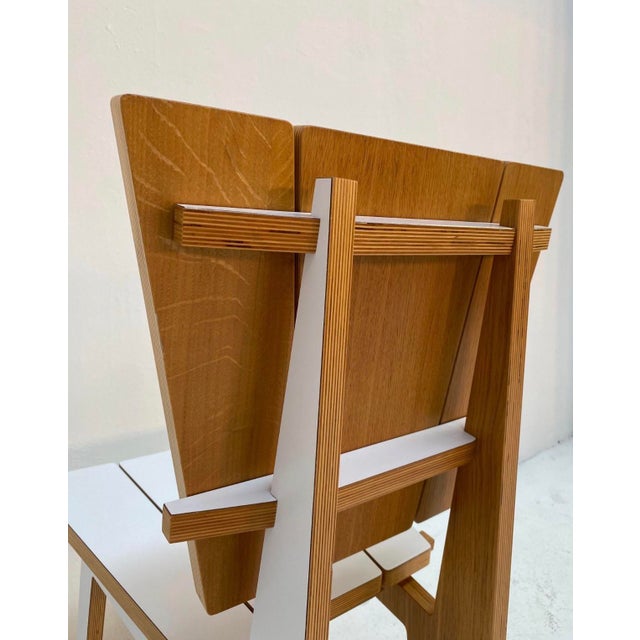 Wood Norwegian Dining Chairs with Geometric Design, 1980s, Set of 4 For Sale - Image 7 of 15