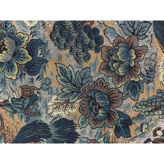 Blue French Chinoiserie Woven Jacquard Tapestry For Sale - Image 8 of 13
