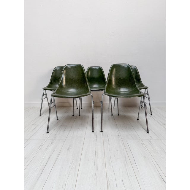 Vintage Olive Green Dark Fiberglass Side Chair by Charles & Ray Eames for Herman Miller, 1970s For Sale - Image 10 of 10