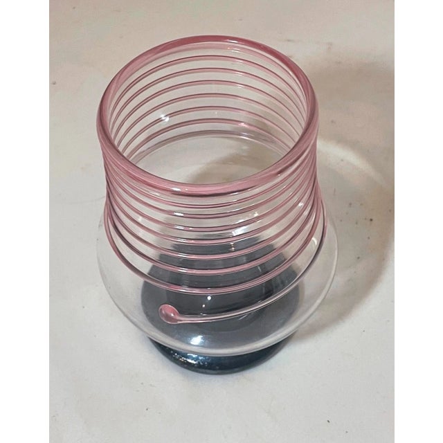 1990s Vintage Hand Blown Studio Art Glass 5th Street Glass Ltd. Wine Glass Goblet Cup For Sale - Image 5 of 7