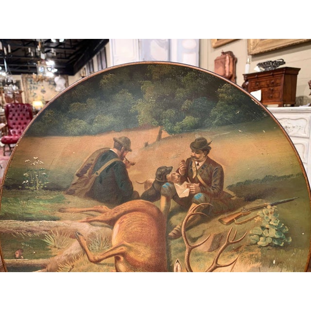 Traditional Early 20th Century German Hand-Painted Ceramic Hunting Scene Wall Platter For Sale - Image 3 of 12