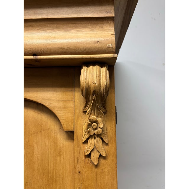 Antique English Pine Linen Press For Sale - Image 4 of 12