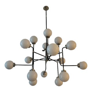 Restoration Hardware Bistro Globe Milk Glass Chandelier For Sale