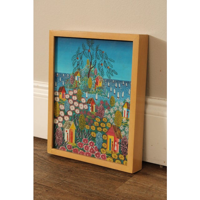 Modern Harold St. Jean Haitian Seaside Village Oil Painting For Sale - Image 3 of 12