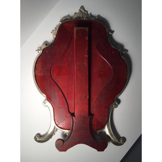 Hollywood Regency Large Italian Rococo Easel Back Table Mirror in Silver Metal For Sale - Image 4 of 5
