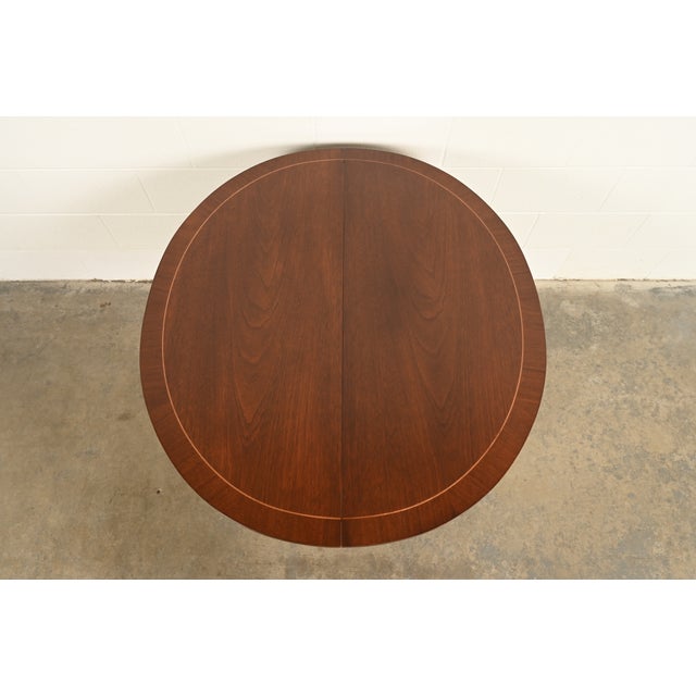 Brown Kindel Furniture Federal Inlaid Mahogany Extension Dining Table, Newly Refinished For Sale - Image 8 of 15