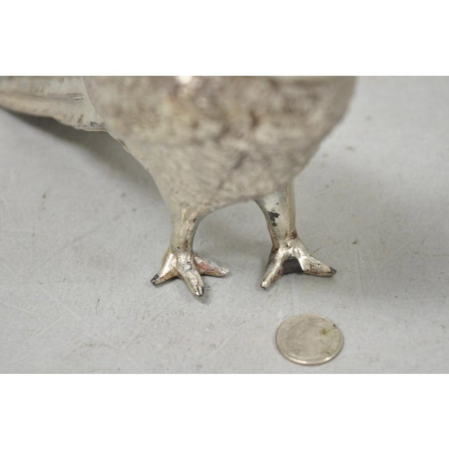 Vintage Mid Century Modern Silver Plated Pheasant Peacock Bird Figurines - Pair For Sale - Image 13 of 17