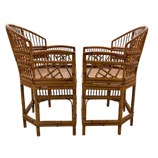 Pair Brighton Tortoise Rattan Bamboo Chairs Chairish